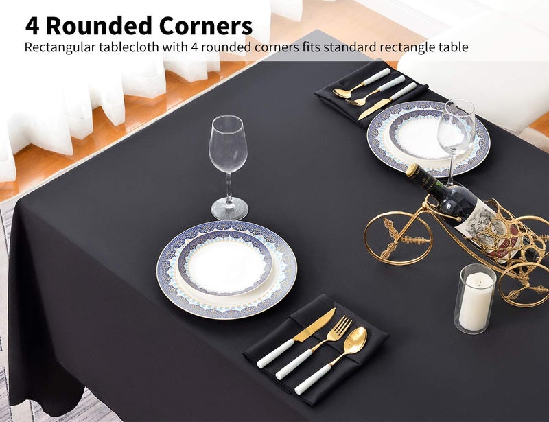Surmente Black Tablecloth 60 x 120-inch Rectangular Polyester Table Cloth for Weddings, Banquets, or Restaurants - Image 4